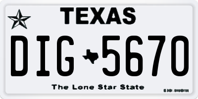 TX license plate DIG5670