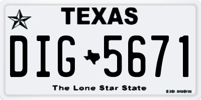 TX license plate DIG5671
