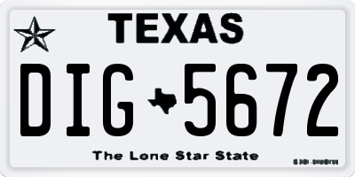TX license plate DIG5672