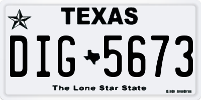 TX license plate DIG5673