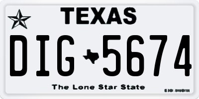 TX license plate DIG5674