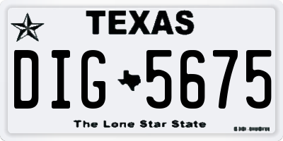 TX license plate DIG5675