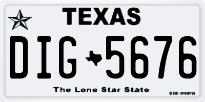 TX license plate DIG5676
