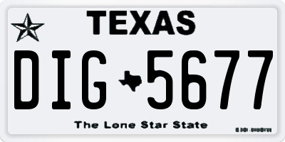 TX license plate DIG5677