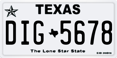 TX license plate DIG5678