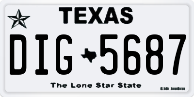 TX license plate DIG5687