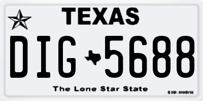 TX license plate DIG5688