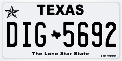 TX license plate DIG5692