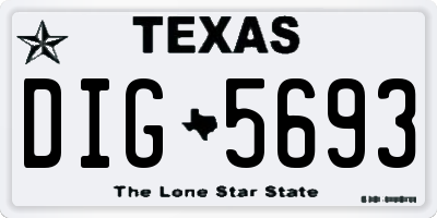 TX license plate DIG5693