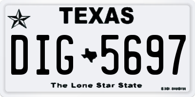 TX license plate DIG5697