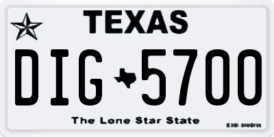 TX license plate DIG5700