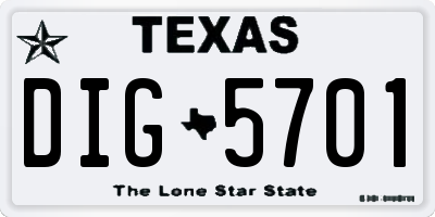 TX license plate DIG5701