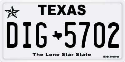 TX license plate DIG5702