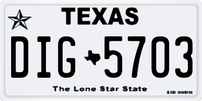 TX license plate DIG5703