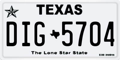 TX license plate DIG5704