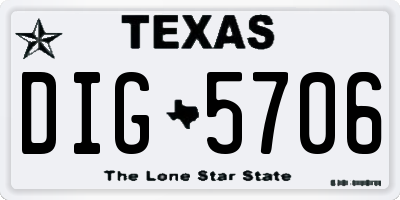 TX license plate DIG5706