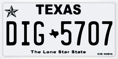 TX license plate DIG5707