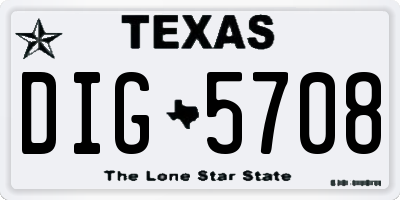 TX license plate DIG5708