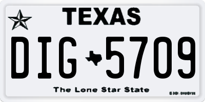 TX license plate DIG5709