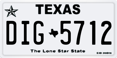 TX license plate DIG5712