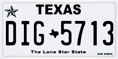 TX license plate DIG5713