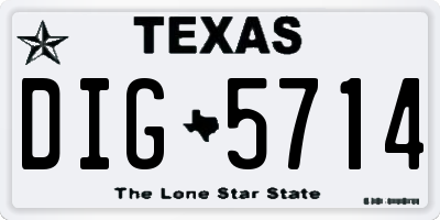 TX license plate DIG5714