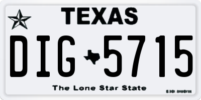 TX license plate DIG5715