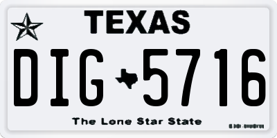 TX license plate DIG5716