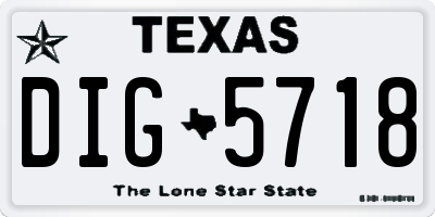 TX license plate DIG5718