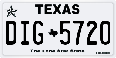 TX license plate DIG5720