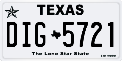 TX license plate DIG5721