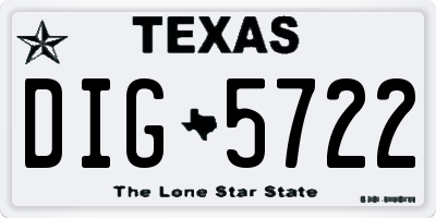 TX license plate DIG5722
