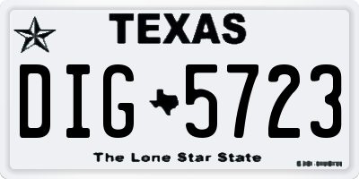 TX license plate DIG5723