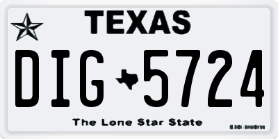 TX license plate DIG5724