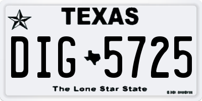 TX license plate DIG5725