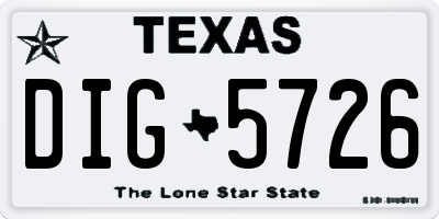 TX license plate DIG5726