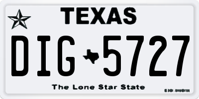 TX license plate DIG5727