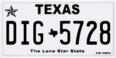 TX license plate DIG5728