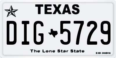 TX license plate DIG5729