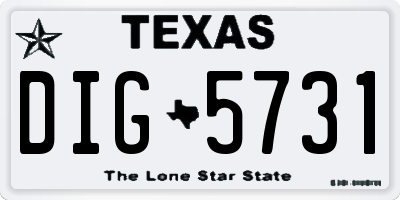 TX license plate DIG5731