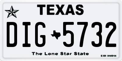 TX license plate DIG5732
