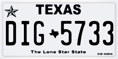 TX license plate DIG5733