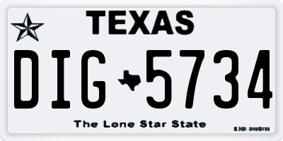 TX license plate DIG5734