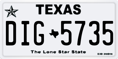 TX license plate DIG5735