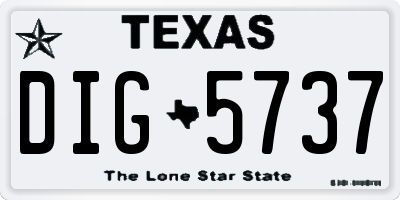 TX license plate DIG5737