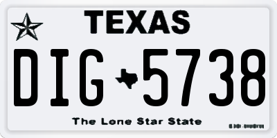 TX license plate DIG5738