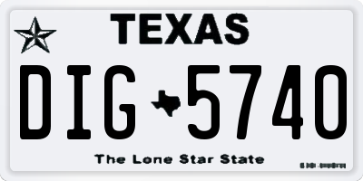 TX license plate DIG5740