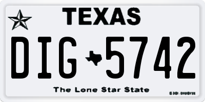 TX license plate DIG5742
