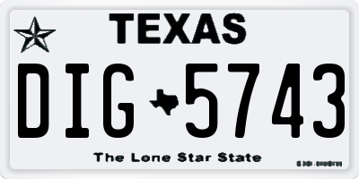 TX license plate DIG5743