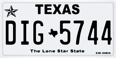 TX license plate DIG5744